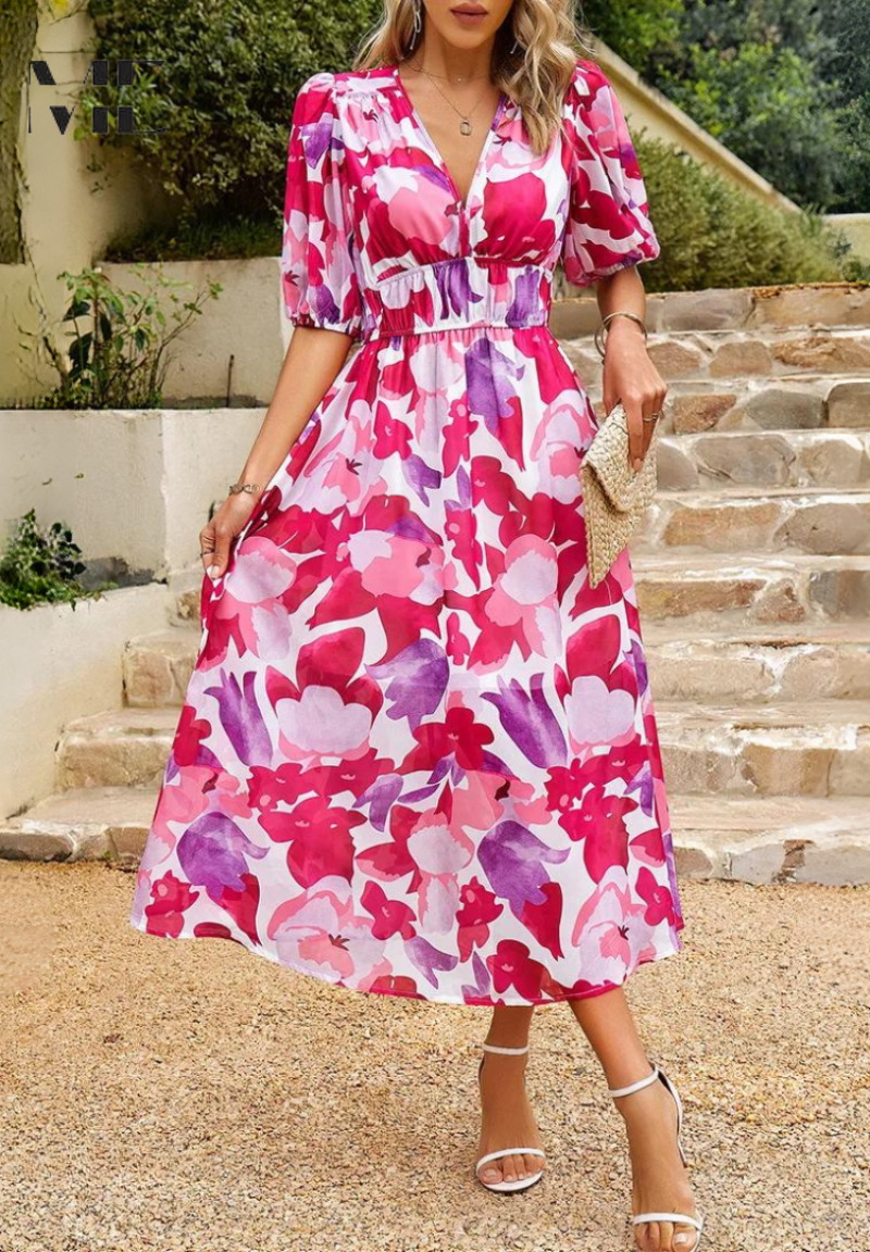 Aleida™ - Graciös Blommig Klänning