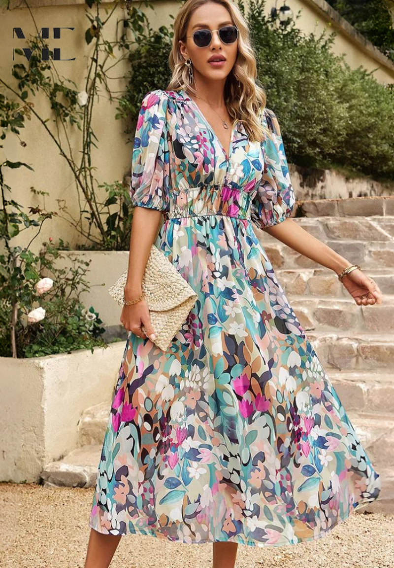 Aleida™ - Graciös Blommig Klänning